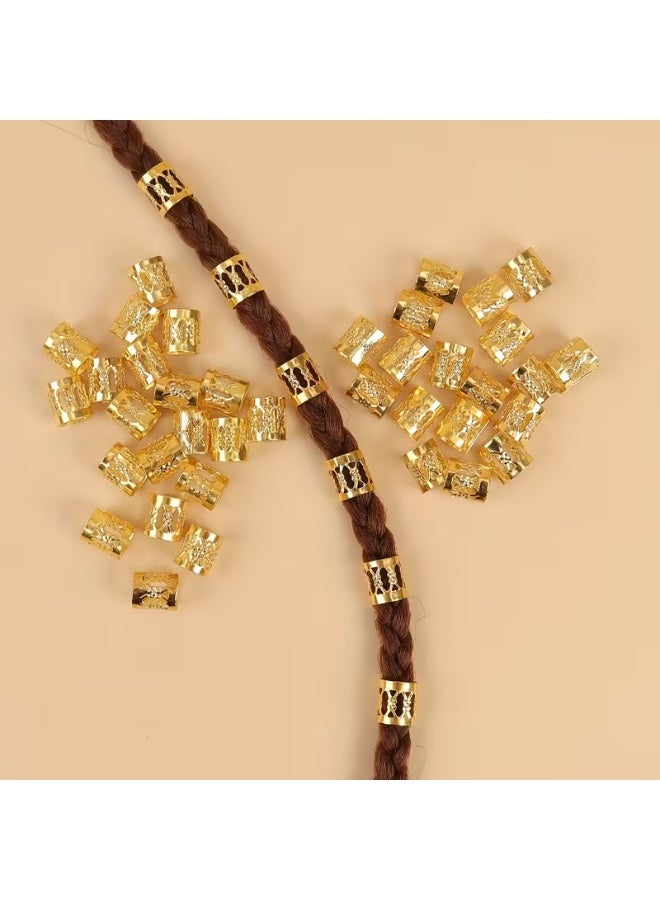 45 pieces of gold hair and hijab accessory rings and gold rope for hair decoration - Image 3